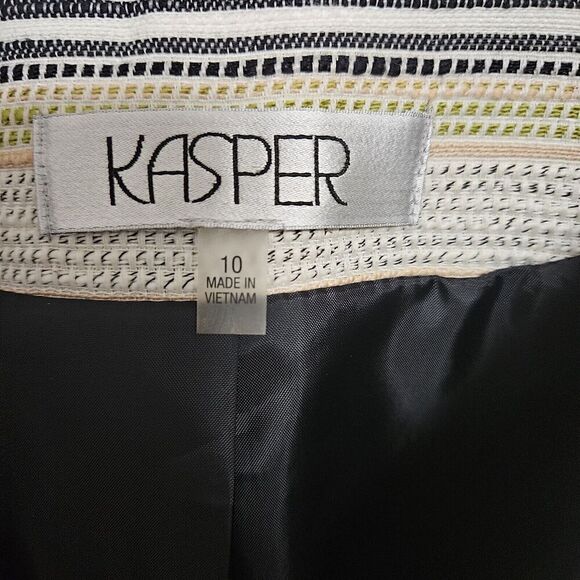 Kasper Open Blazer Jacket lined Womens Size 10 Multi colored Trimmed In black LN - Picture 10 of 13